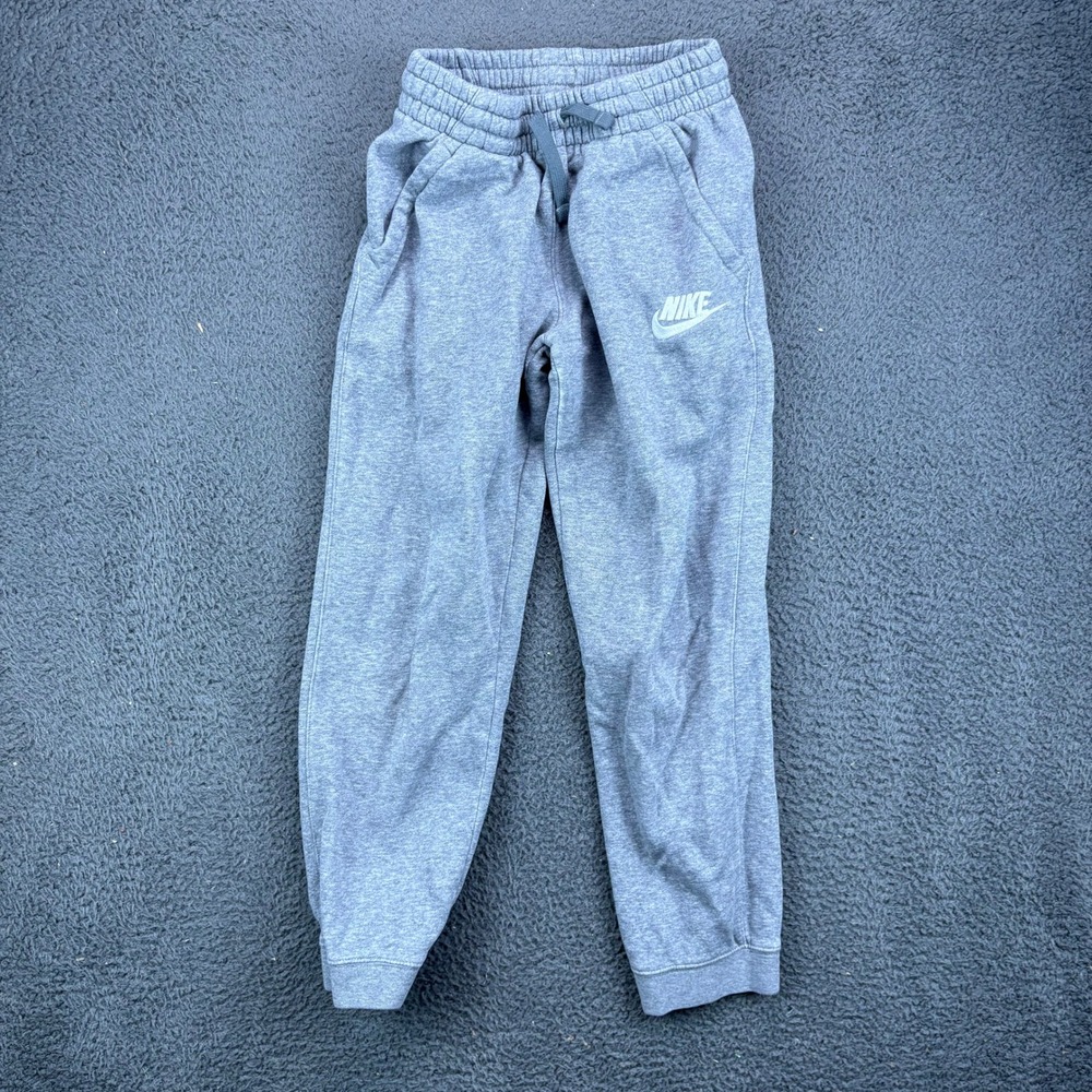 Nike Kids Medium Grey Heather Fleece‎ Jogger Sweatpants Elastic Waist RN56323